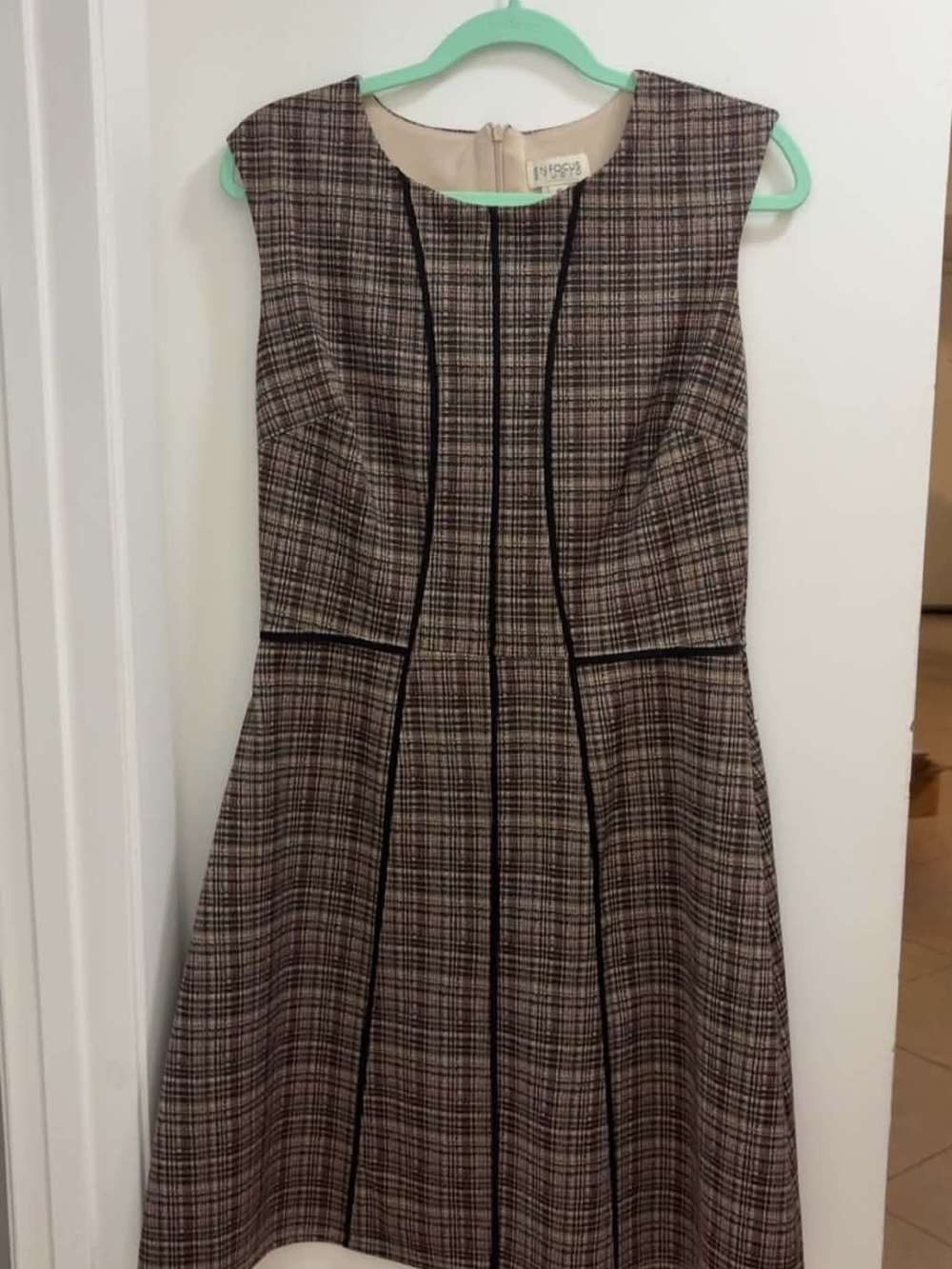 EnFocus Studio Sleeveless Plaid Fit & Flare Dress - Brown